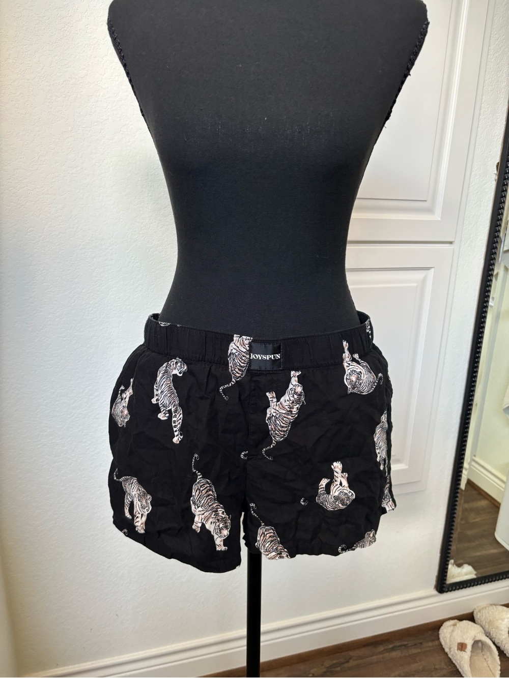 Joyspun Black Tiger-Print Women's Boxer Pajama Shorts